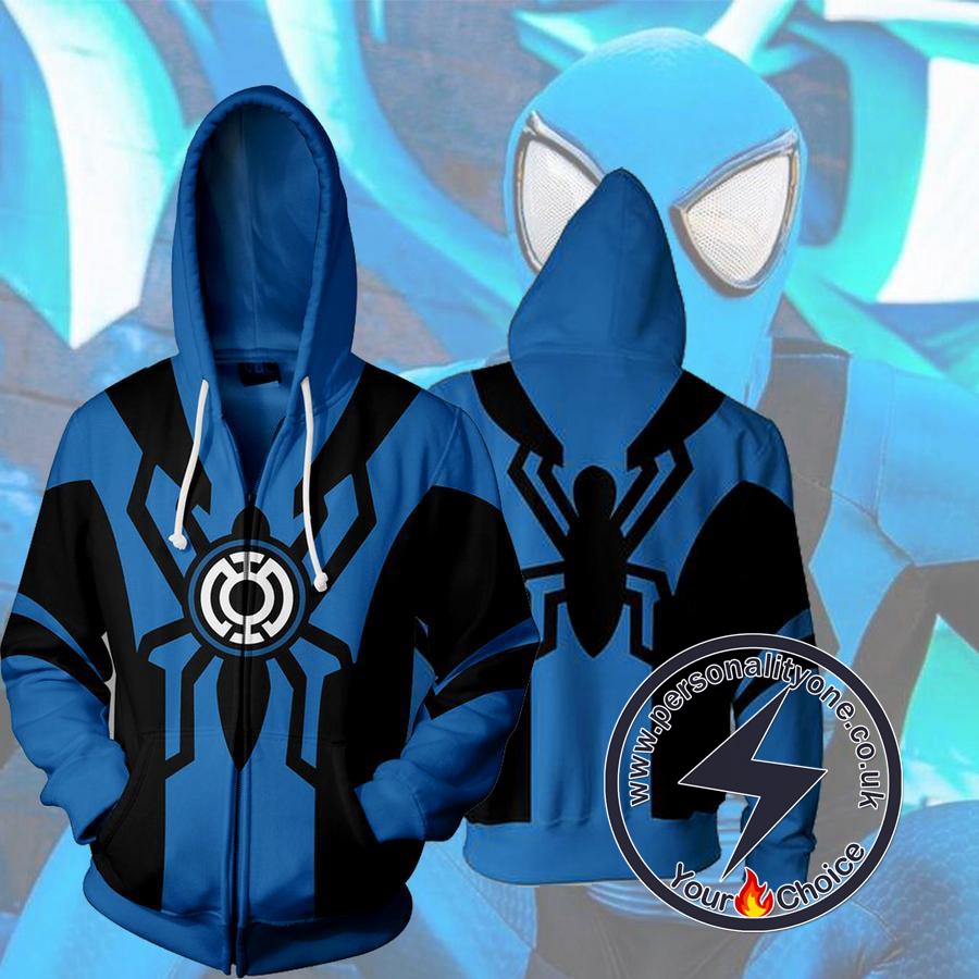 BLUE LANTERN SPIDERMAN 3D Hoodies Jackets - ZIP UP - SPIDERMAN 3D